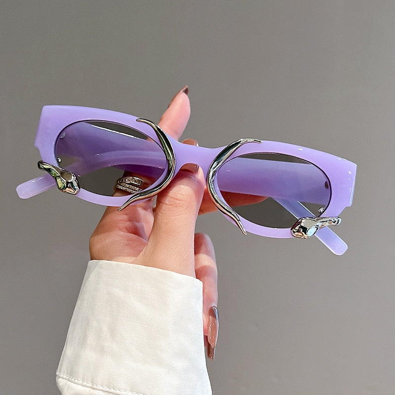 Snake wrapped round cat eye sunglasses, view 2