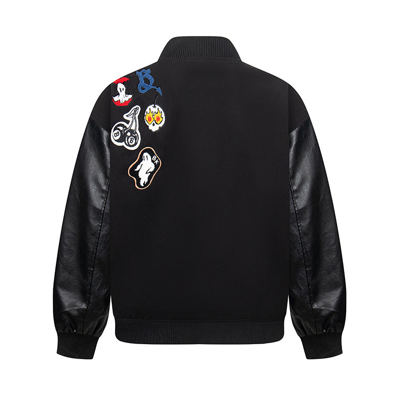 Men's retro varsity jacket with contrast sleeves, view 2