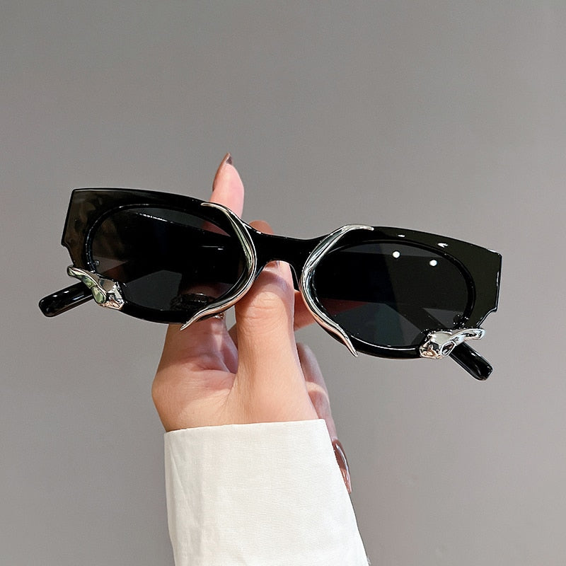 Snake wrapped round cat eye sunglasses, view 3