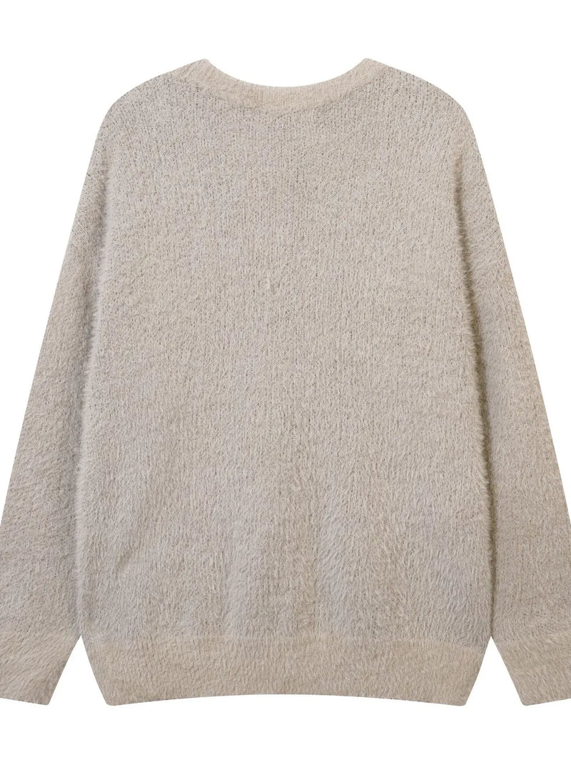 Men's graphic oversized round neck sweater, view 3