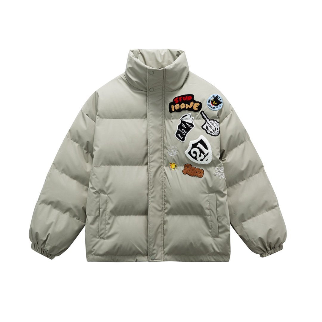 Towel embroidery PU leather jacket cotton jacket