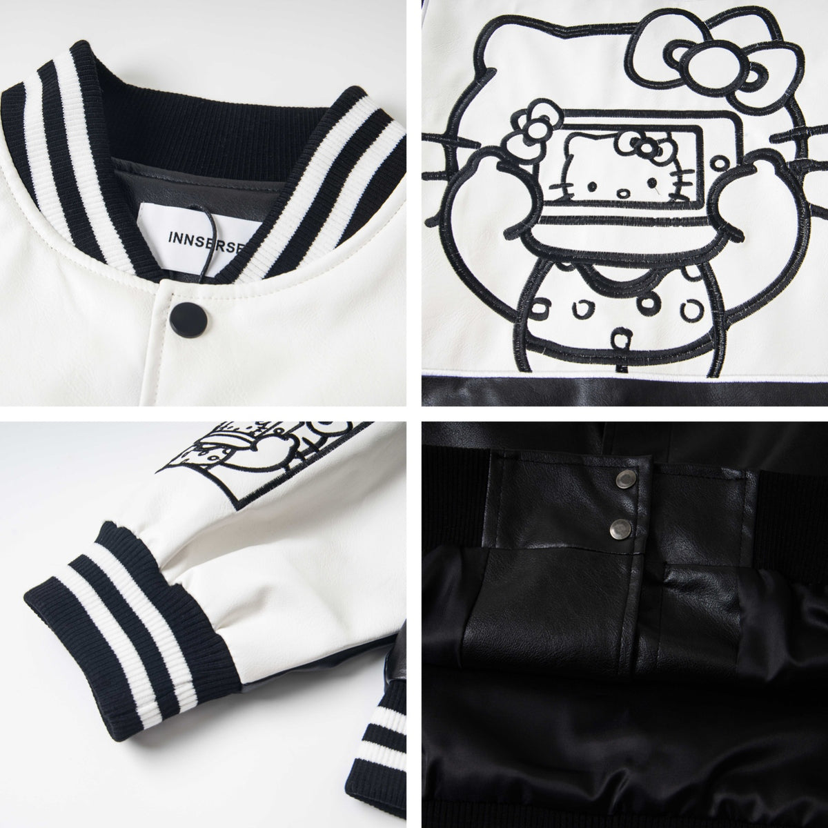 Embroidery Patchwork Baseball Jacket Unisex Trendy Loose Casual Leather Coat