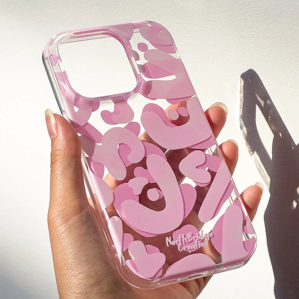 Original Graffiti Ornaments Phone Case Cute Pink TransparentSoft Silicone Phone Case For iPhone 15 14 13 12 Pro Max Cover