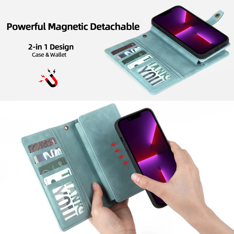 Faux leather flip wallet phone case for iPhone 15, view 2