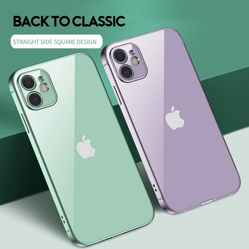 New Square Plating Soft Case For iPhone 11 Pro 11Pro Max Clear Cover For iphone 11 PROMAX Transparent Phone Case TPU Back Cover