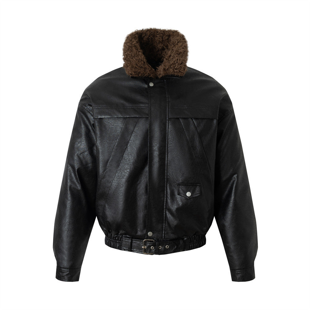 LEXE Punk Jacket, a black PU faux leather jacket with a stand collar