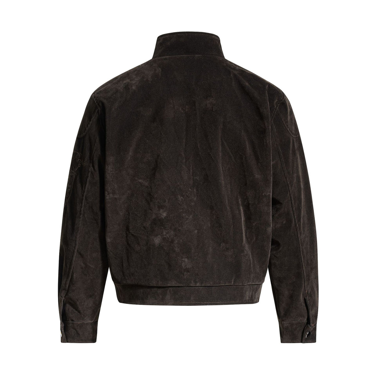 Deconstructed Embroidery PU Leather Design Men's Loose Jacket Coat