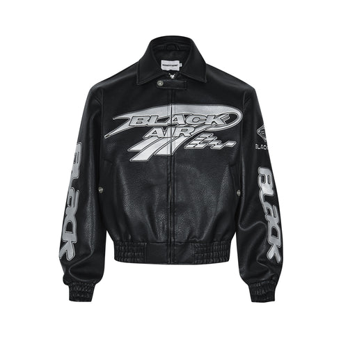 Unisex litchi grain faux leather jacket