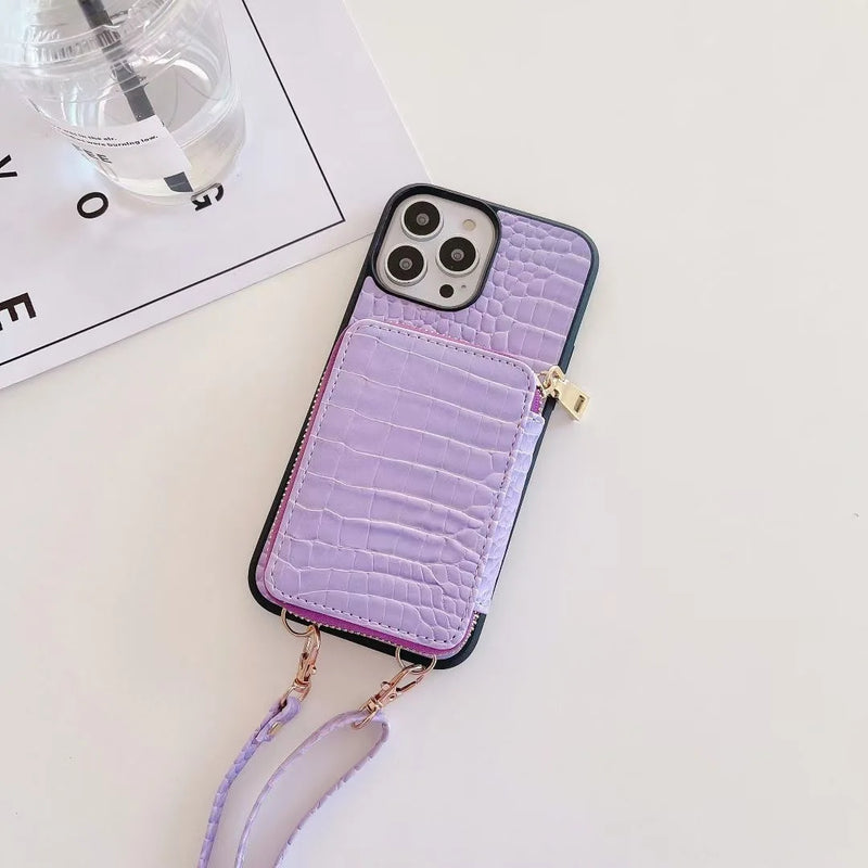 Crossbody wallet phone case with lanyard, view 3