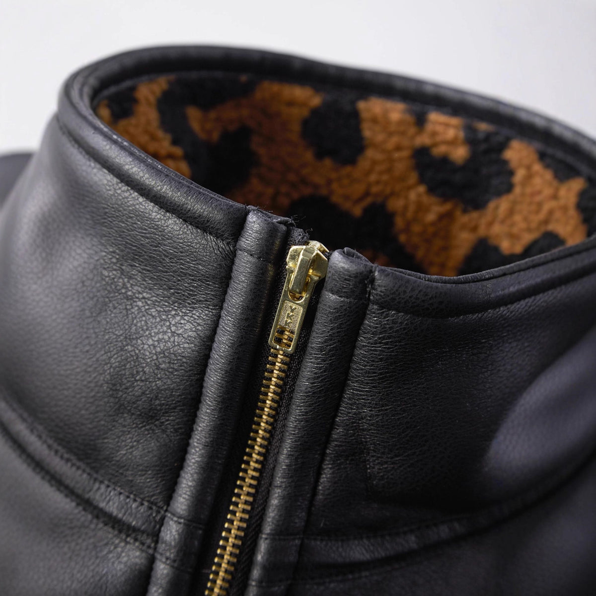 Leather and leopard print patchwork PU leather cotton jacket for women