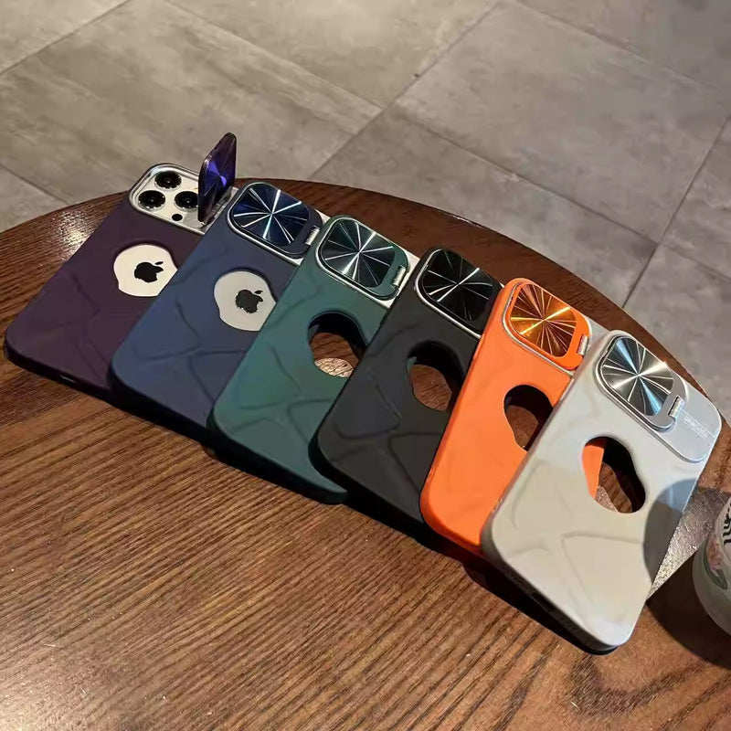 Magnetic silicone phone case with lens stand, view 4