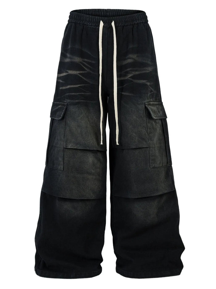 Men's Drawstring Wide Leg Cargo Jeans