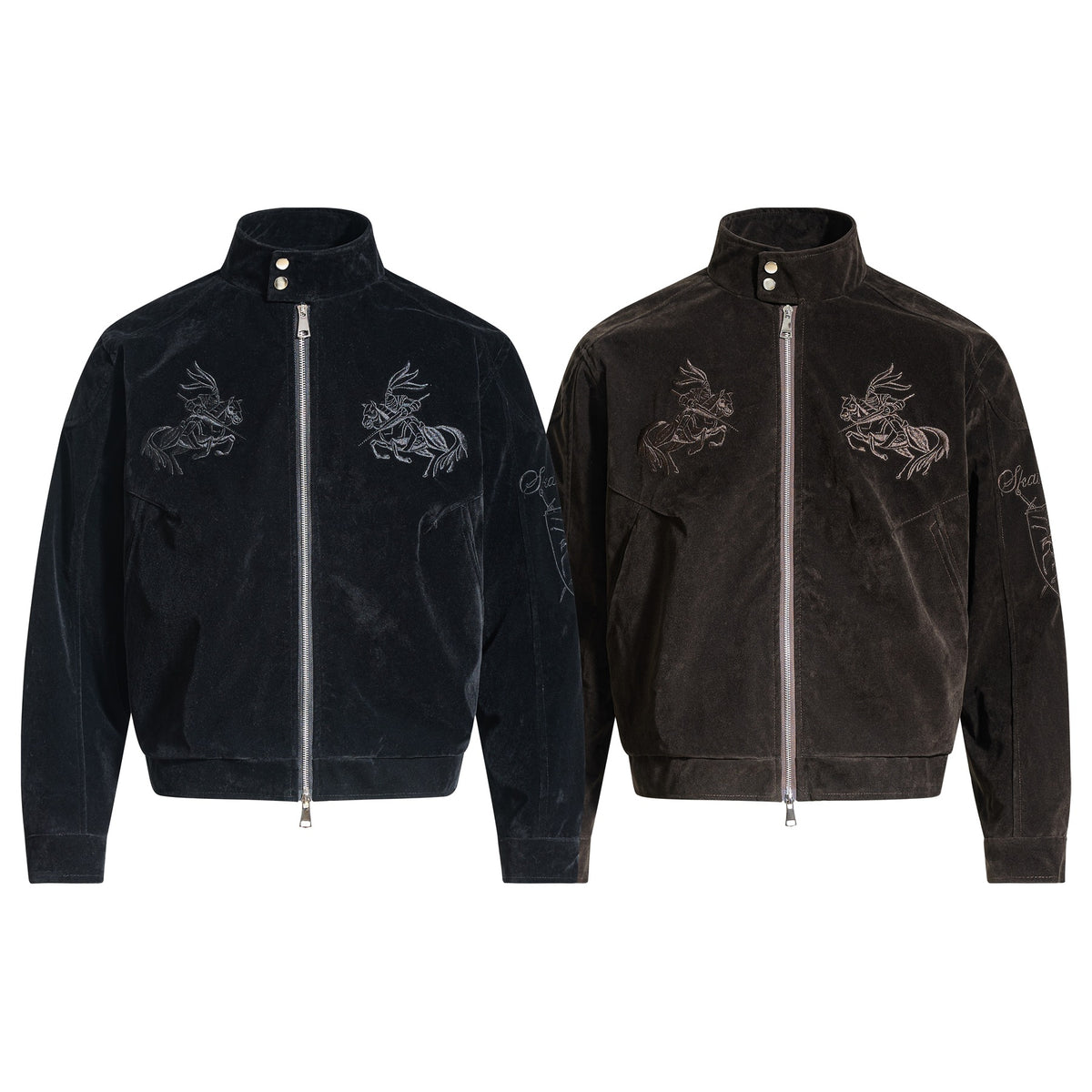 Deconstructed Embroidery PU Leather Design Men's Loose Jacket Coat