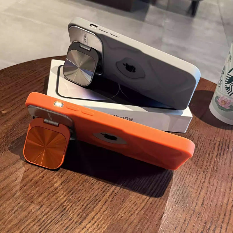 Magnetic silicone phone case with lens stand, view 3