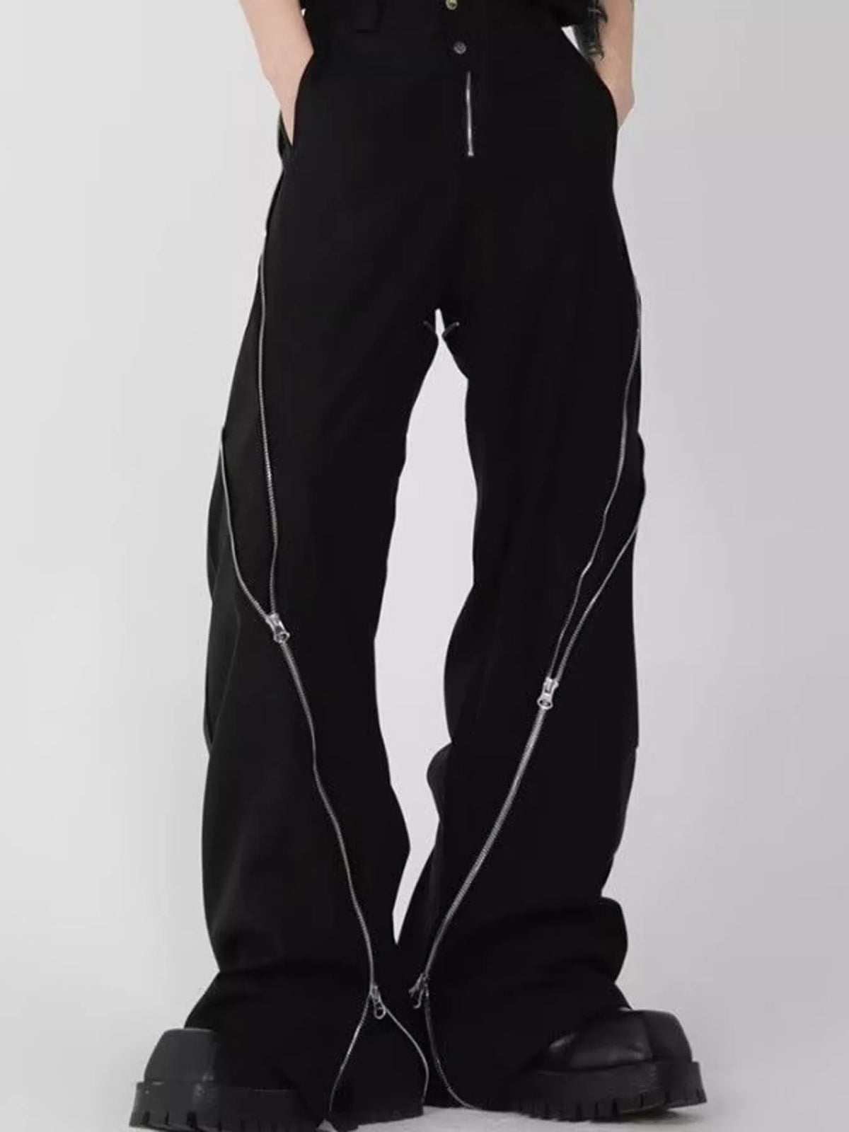 Men's Plus Size Zipper Embellished Wide Leg Pants – DEVIĆI STUDIOS
