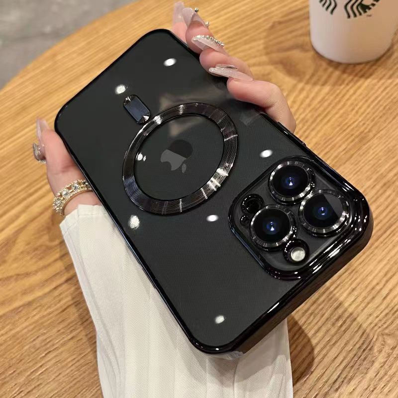 Electroplated magnetic phone case for iPhone 17 in black