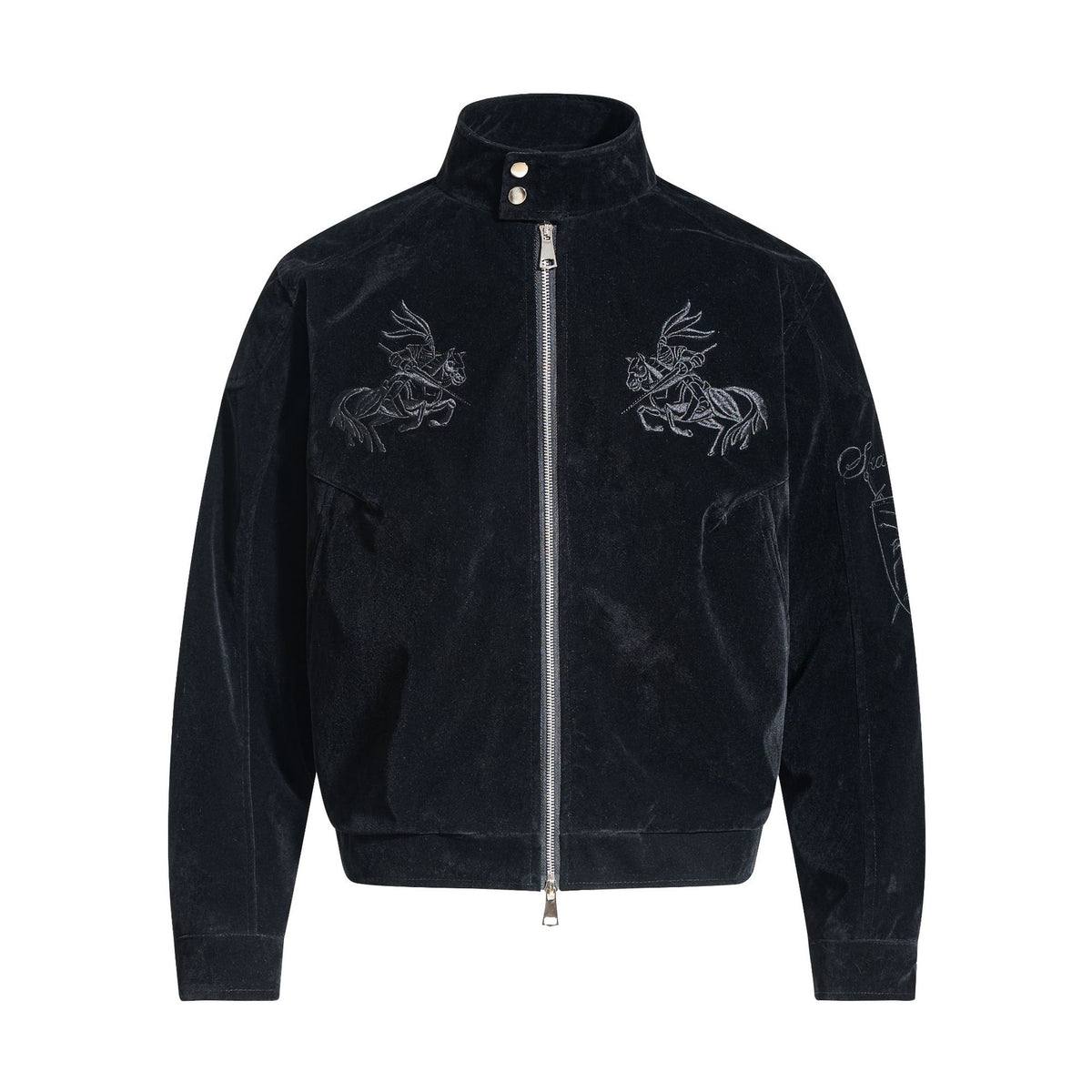 Deconstructed Embroidery PU Leather Design Men's Loose Jacket Coat
