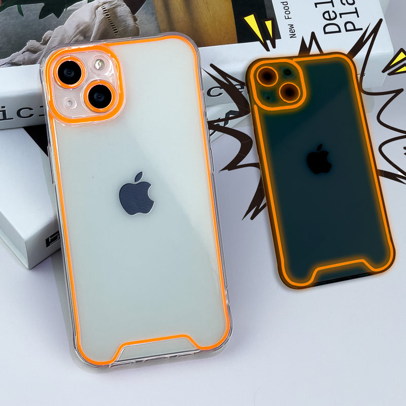 Glow in the dark clear phone case for iPhone in orange
