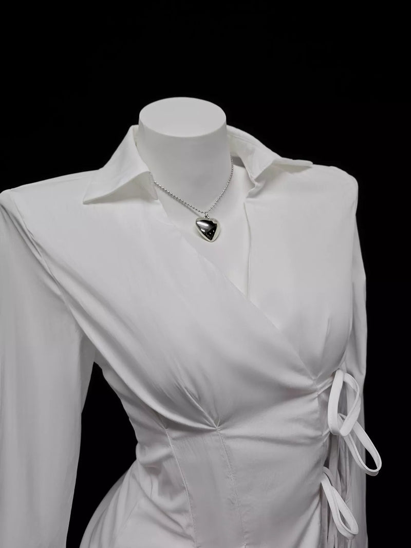 Side tie long sleeve shirt, view 4