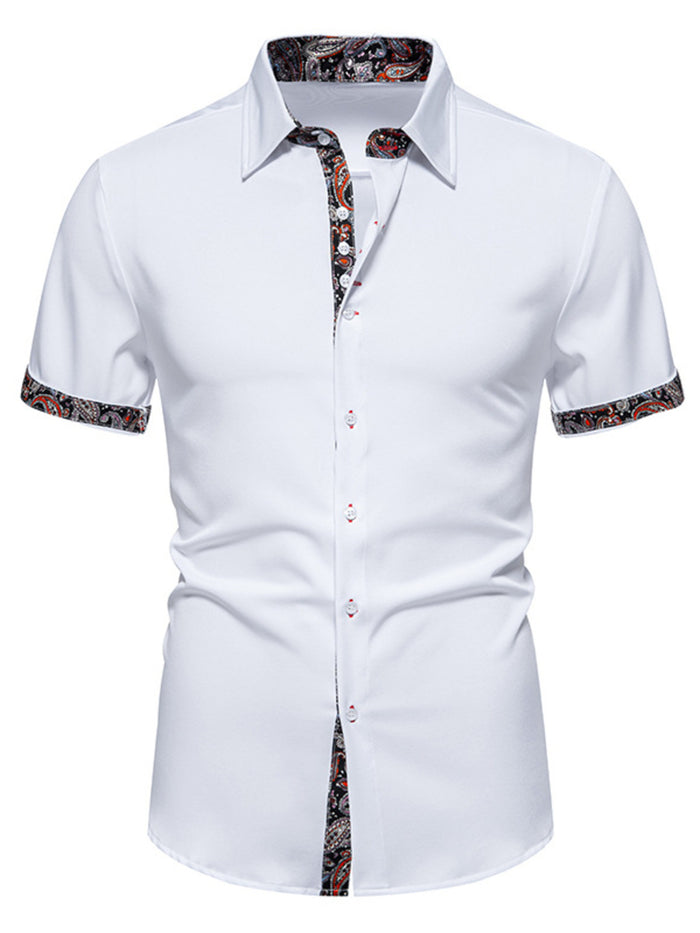 Men's Paisley Trim Short Sleeve Shirt