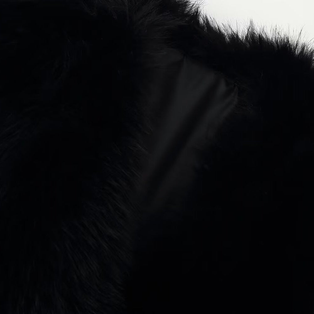 Street fur collar patchwork leather jacket long sleeved jacket