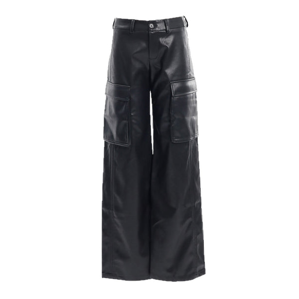 Vintage Loose Wide-Leg Versatile Fall/Winter Drapey Leather Pants