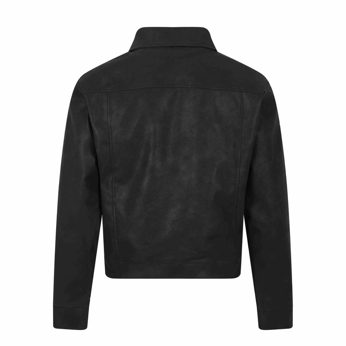 Design Sense PU Leather Jacket with Tape Splicing Unisex Short Jacket