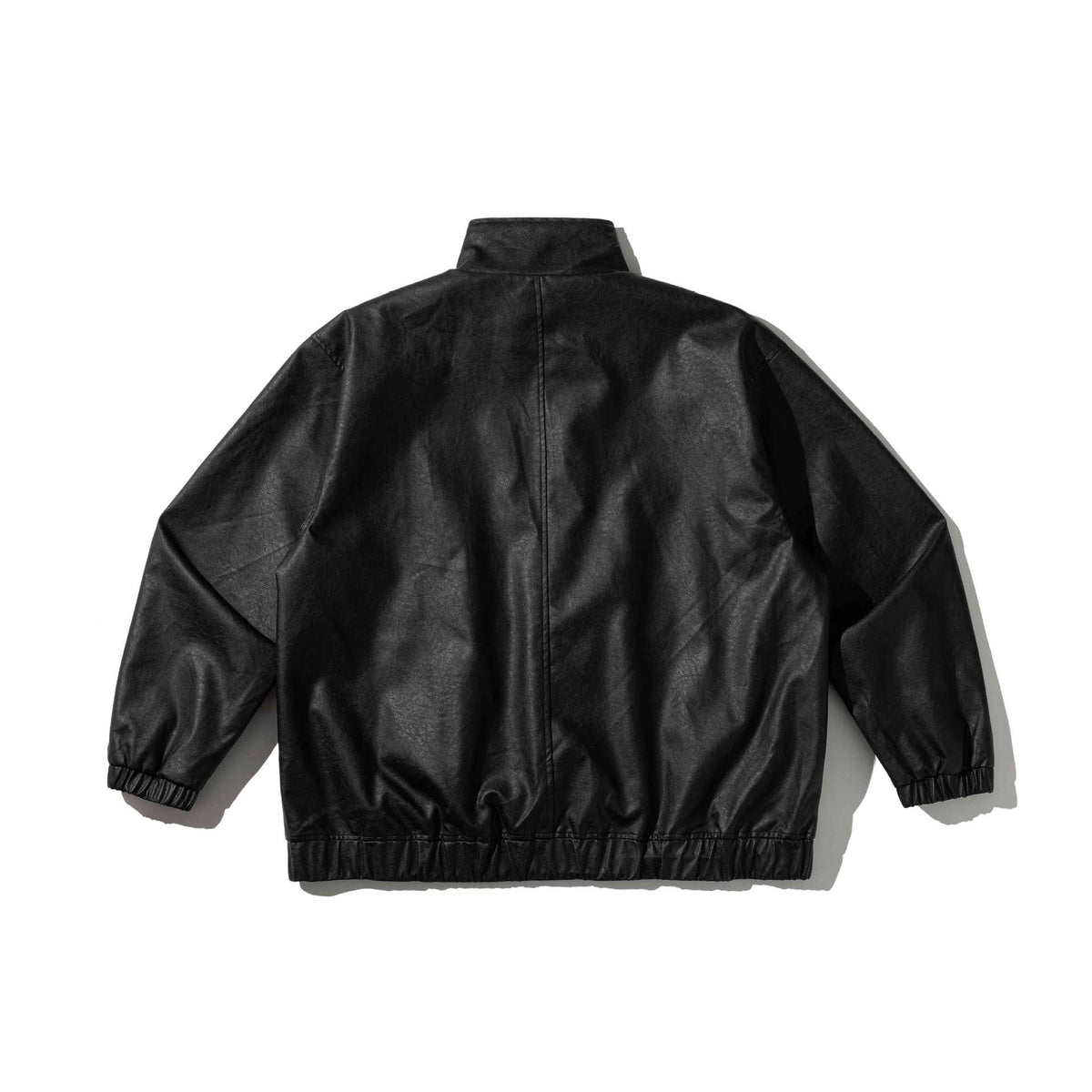Metal Plane Buckle Design Loose PU Leather Jacket for Men