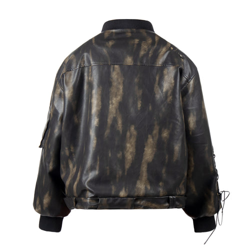 Vintage washed faux leather diamond quilted jacket, view 2