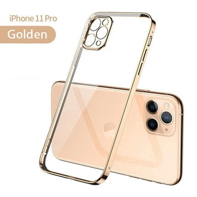 New Square Plating Soft Case For iPhone 11 Pro 11Pro Max Clear Cover For iphone 11 PROMAX Transparent Phone Case TPU Back Cover